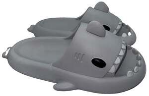 Unbranded Gray Shark Slides EU 40-41 25cm Unisex Slippers (US Not Confirmed)